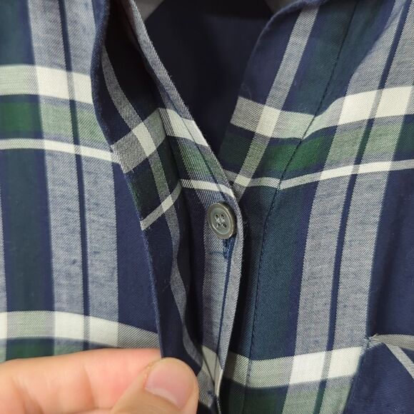 Veronica Beard Blouse Womens 6 Blue & Green Plaid Button Up Shirt - Picture 5 of 11